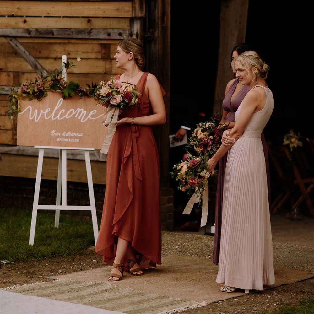 Bridesmaids await bride's arrival at White Pond Farm