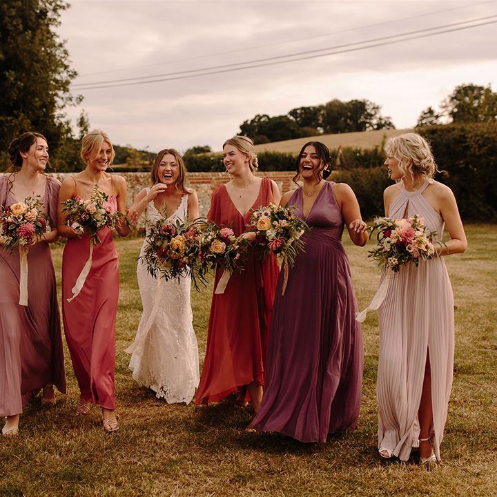 Mismatched bridesmaid dresses for rustic wedding