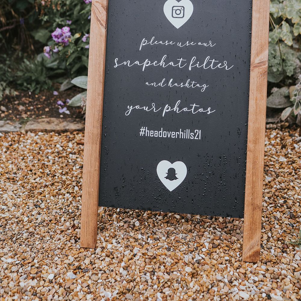 Chalk board notice board encouraging interaction on social media 