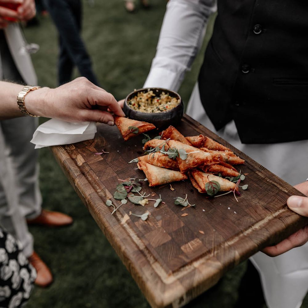 Indian samosa canapés at multicultural wedding 