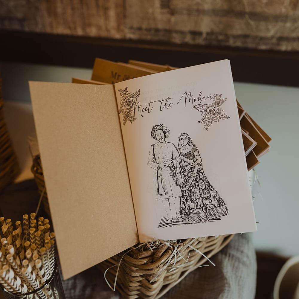 Bride and groom illustration for wedding stationery 