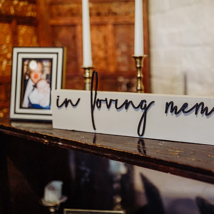Wedding decor of family photos 