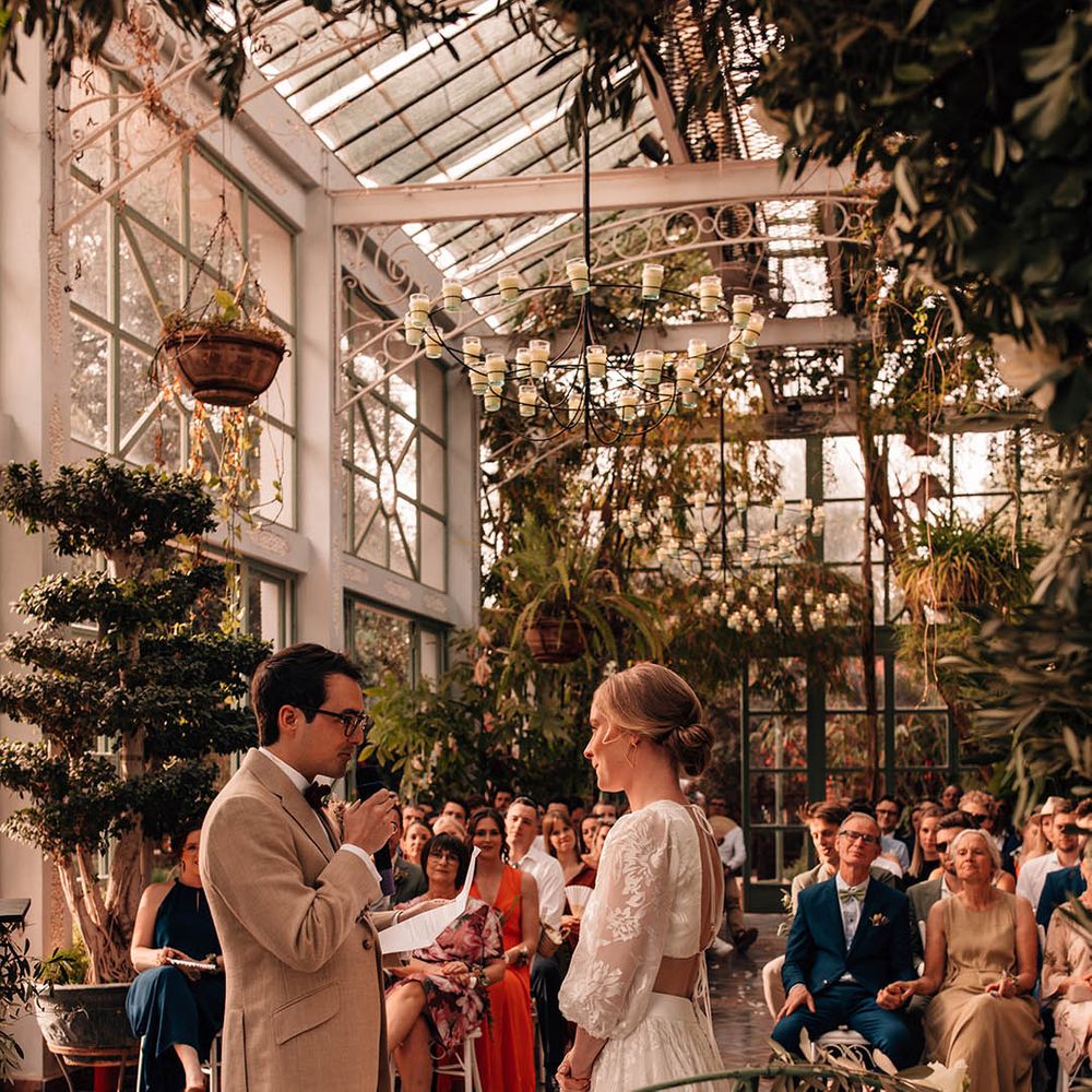 Beldi Country Club wedding venue with glass house ceremony room for destination wedding 