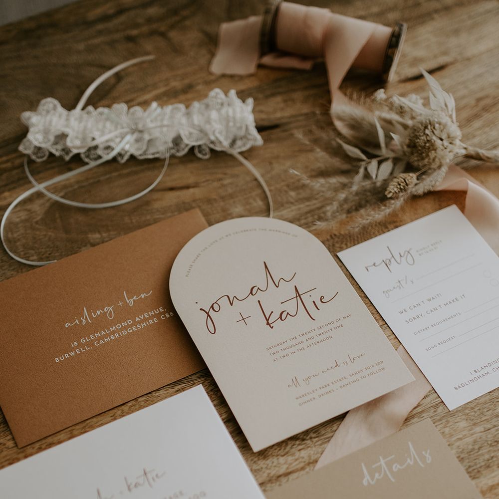 Contemporary wedding invitation with script font 