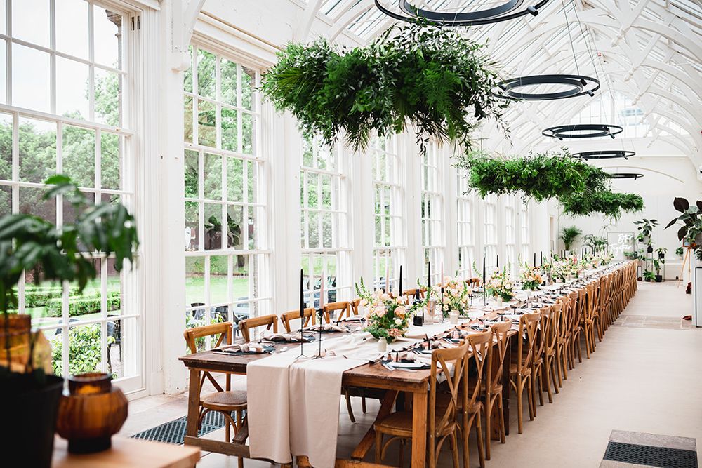 The Orangery Ingestre Wedding With Greenery & Pink Dresses