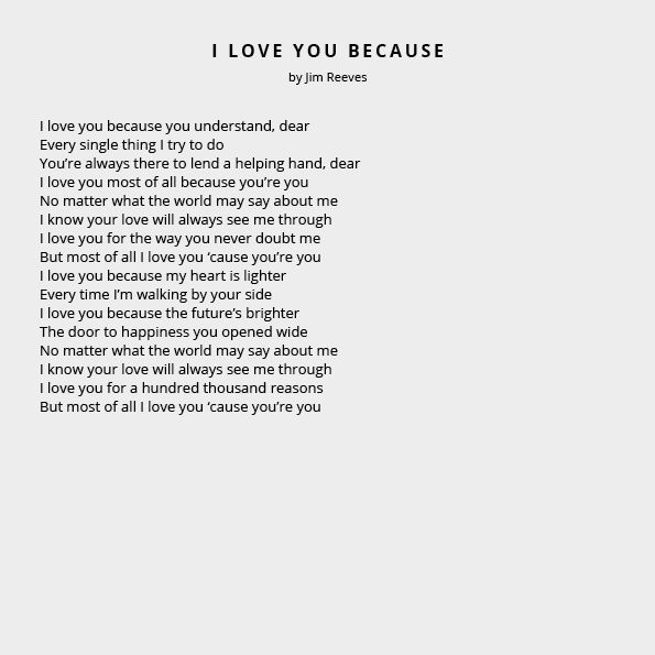 i love you because wedding reading 