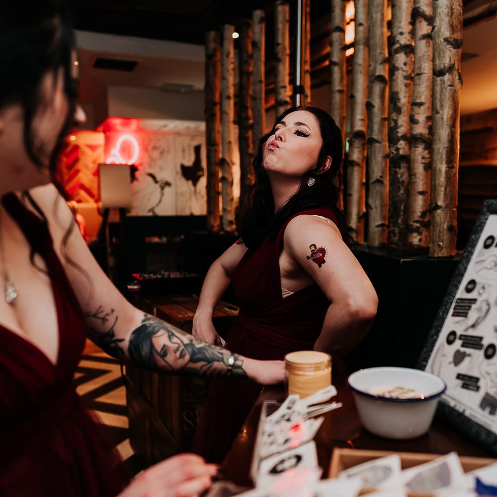 Temporary tattoo station for alternative wedding entertainment 