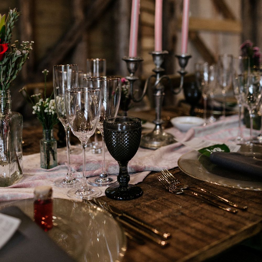 2020 micro wedding decor at High Billinghurst Farm barn reception