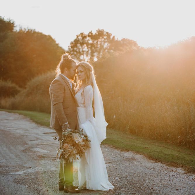 Sunset wedding photography for barn wedding 