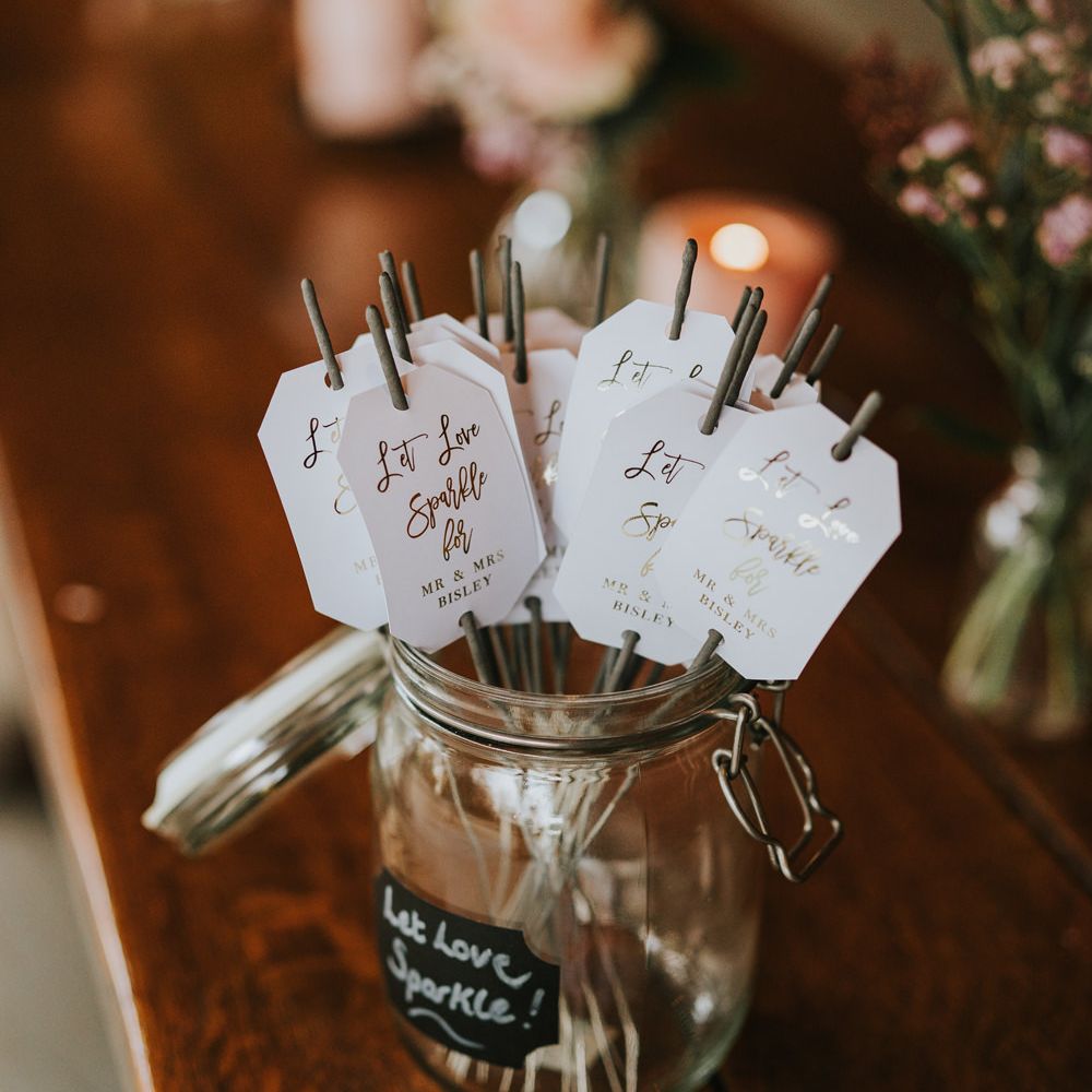 Personalised sparklers in glass jar