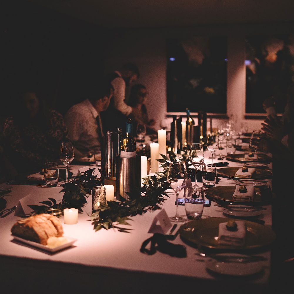 Wedding guests have private dinner party reception at the Bluebird, Chelsea