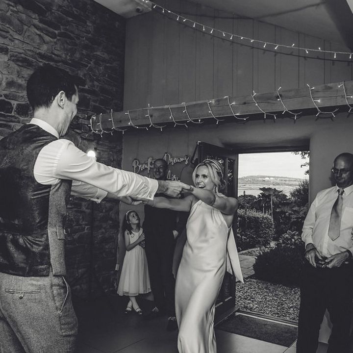 Galvan London dress for bride during dancing