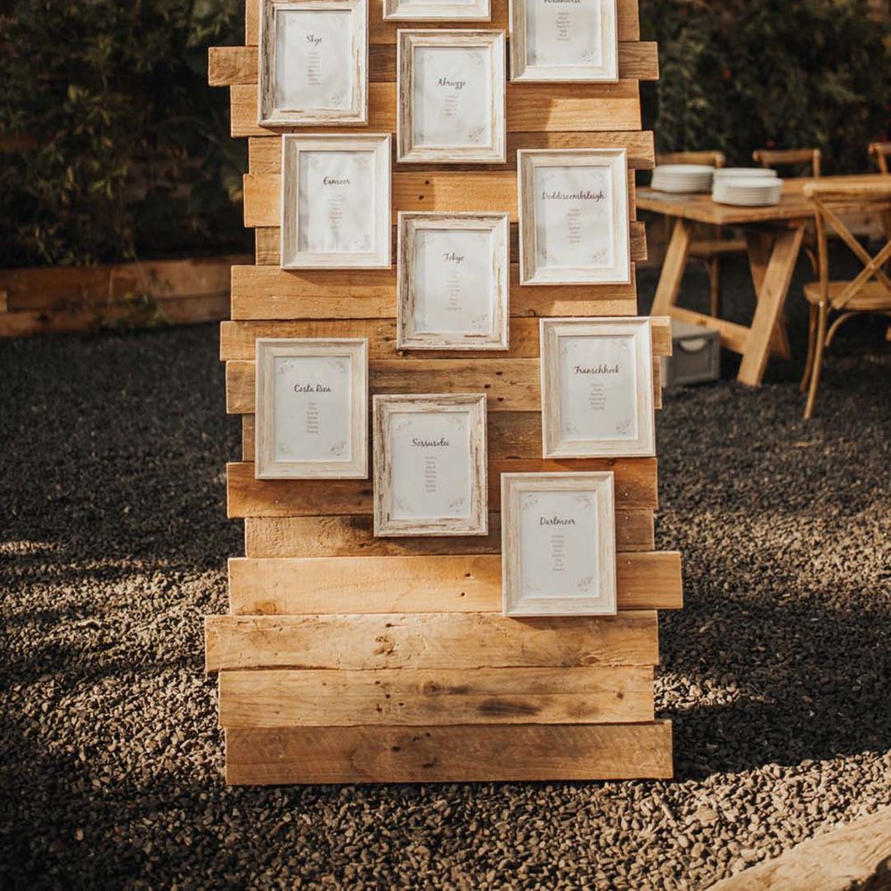 Rustic wooden table plan unique wedding sign idea 