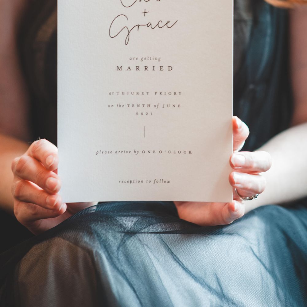 Minimalist wedding stationery invitation 