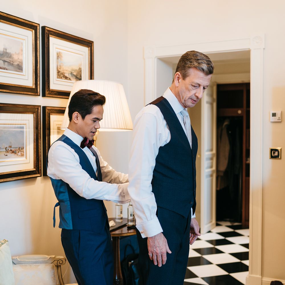 Grooms get ready on the morning of their wedding 