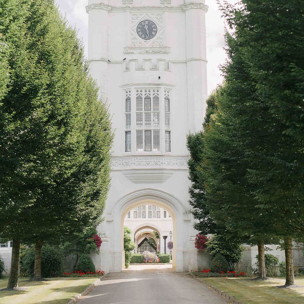 Danesfield House wedding venue entry lined with trees