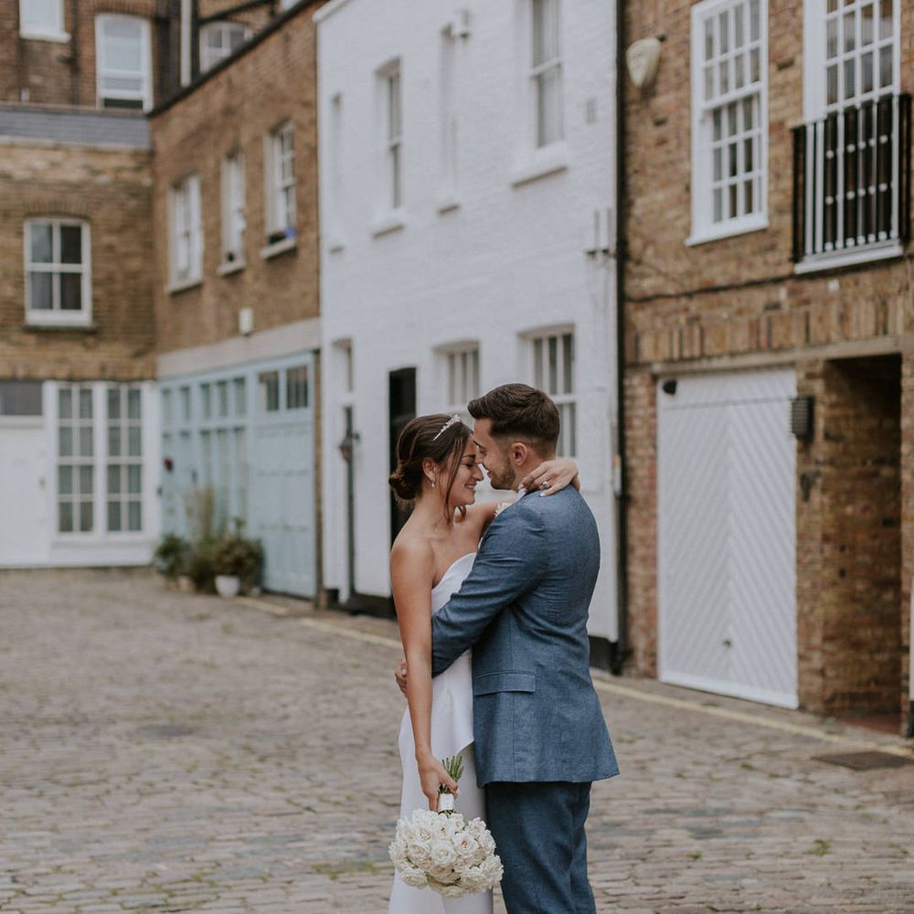 Bride and groom portrait in London streets by Maja Tsolo Photography