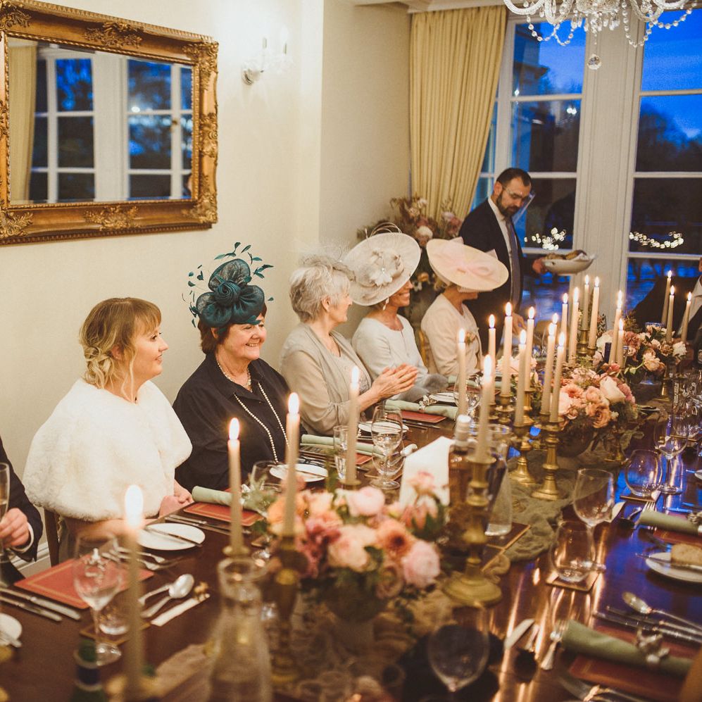 Intimate wedding reception at Goldsborough Hall wedding venue 