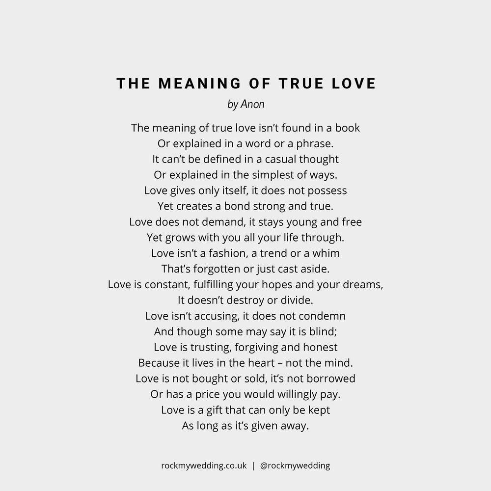 the meaning of true love anon