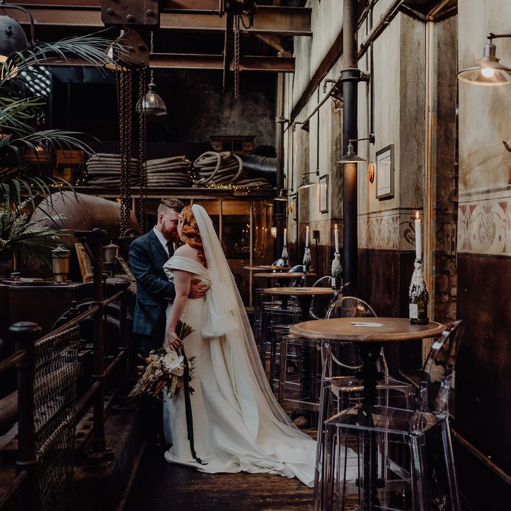 Louise Griffin Photography bride and groom portrait at Holmes Mill