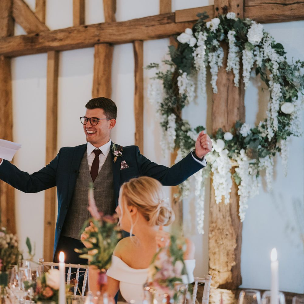 Wedding guest makes speech during reception