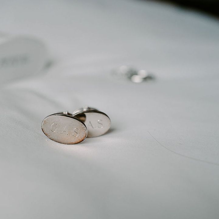 Silver personalised wedding cufflink groom accessories 