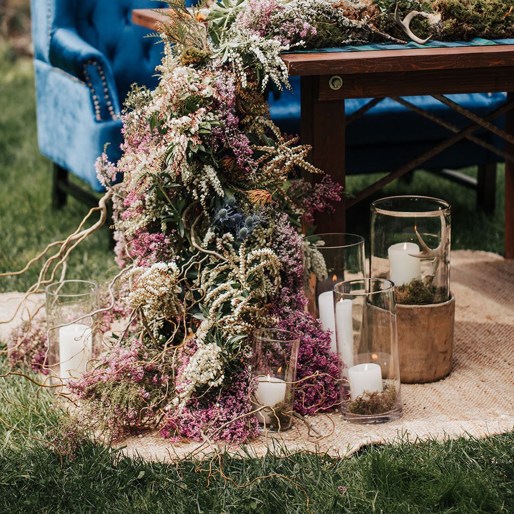 trailing wildflower wedding table runner 