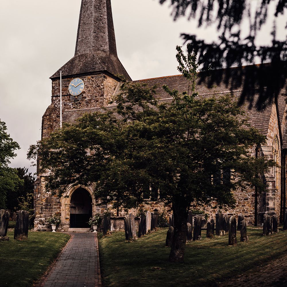 View of the church where the bride and groom have their traditional church wedding ceremony 