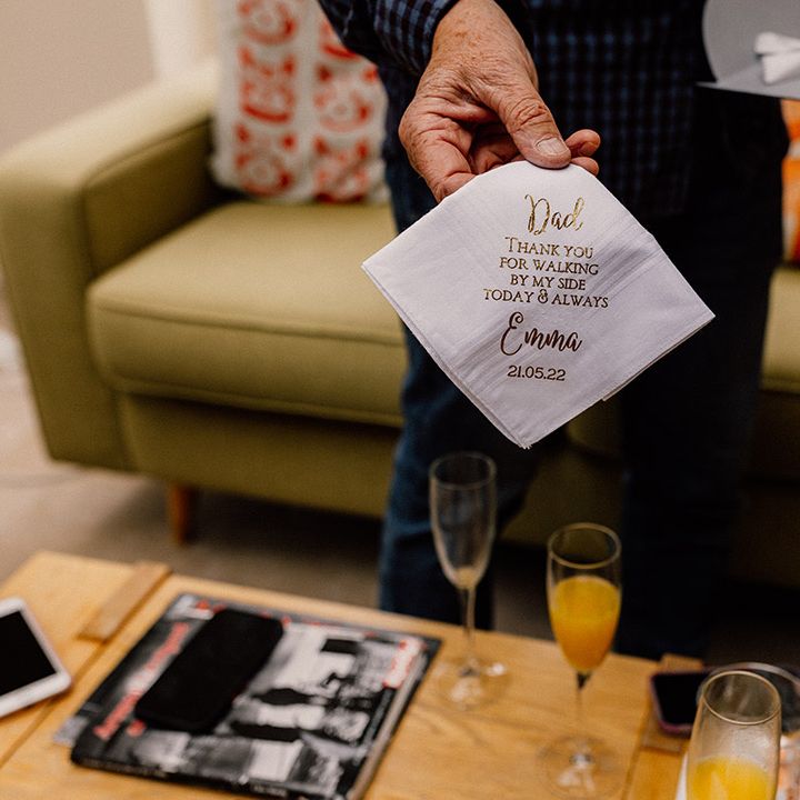 Personalised embroidered handkerchief for father of the bride 