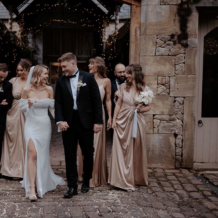 Wyresdale Park wedding with the bridesmaids in TH&TH gold bridesmaid dresses 