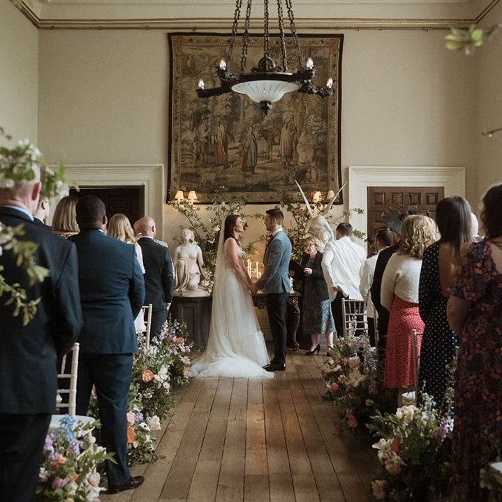 The bride and groom at their civil wedding ceremony at Elmore Court in Gloucestershire 