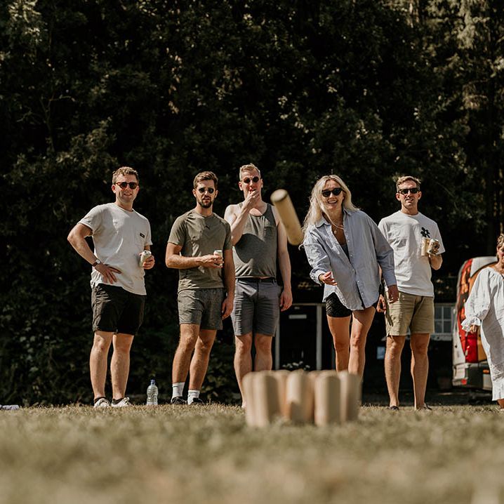 Outdoor wedding games and entertainment for the wedding guests at woodland wedding venue 
