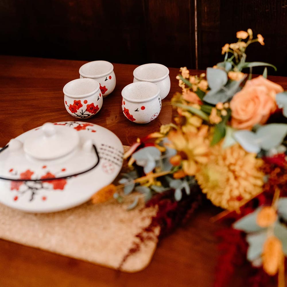 Chinese tea pots for Chinese Tea Ceremony at Broadfield Court wedding