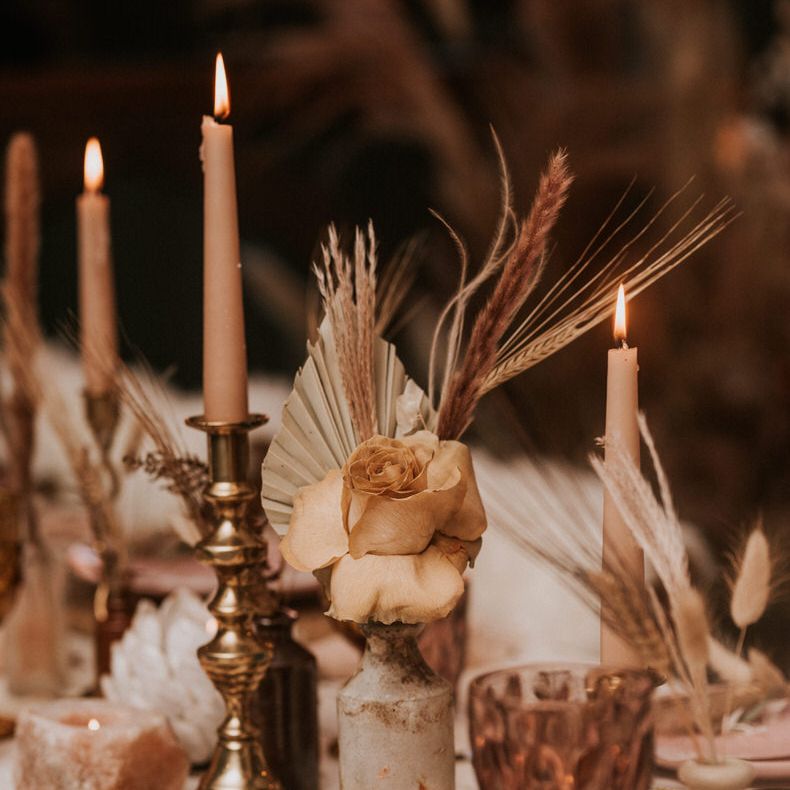 Dried flower centrepieces