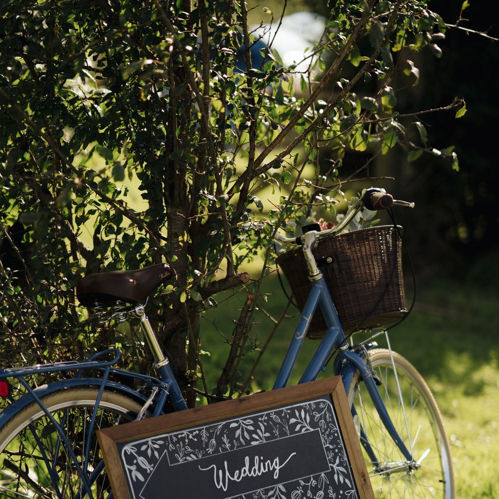 Bicycle with chalkboard signage 