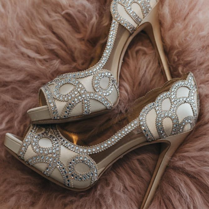Badgley Mischka bridal shoes with jewel detail 