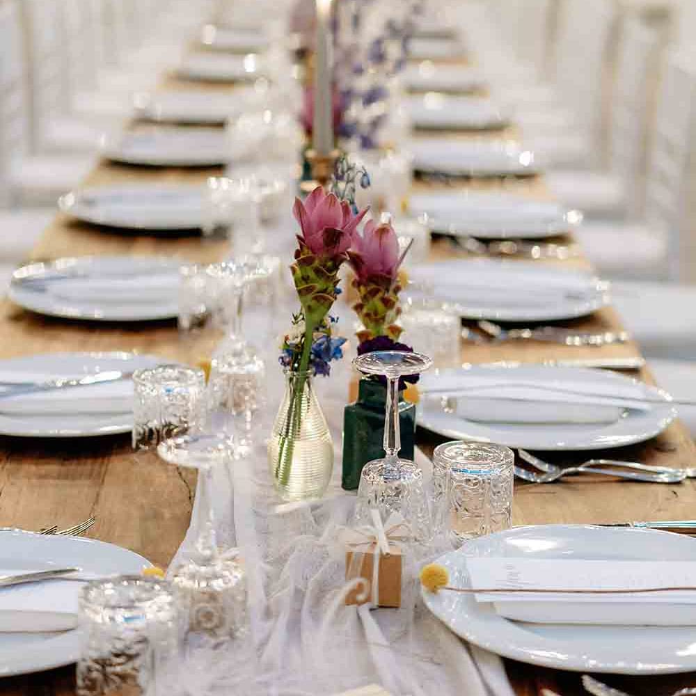 Wedding table decor for outdoor romantic Italian wedding