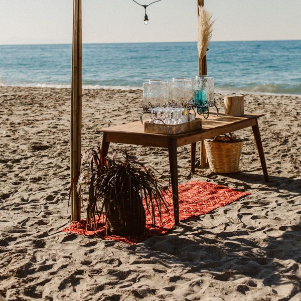 Refreshment bar for beach wedding in Crete
