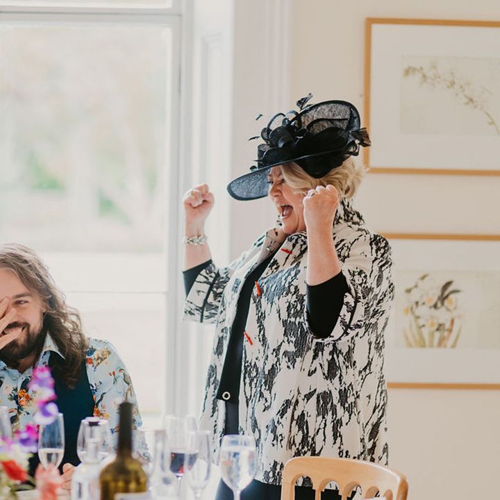 Wedding guests give personal and emotional speeches during reception 