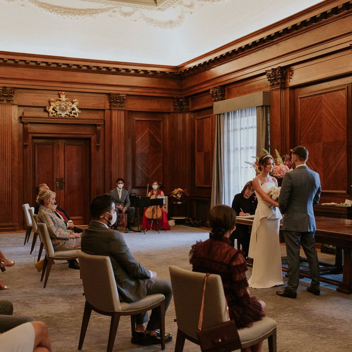 socially distanced town hall wedding 