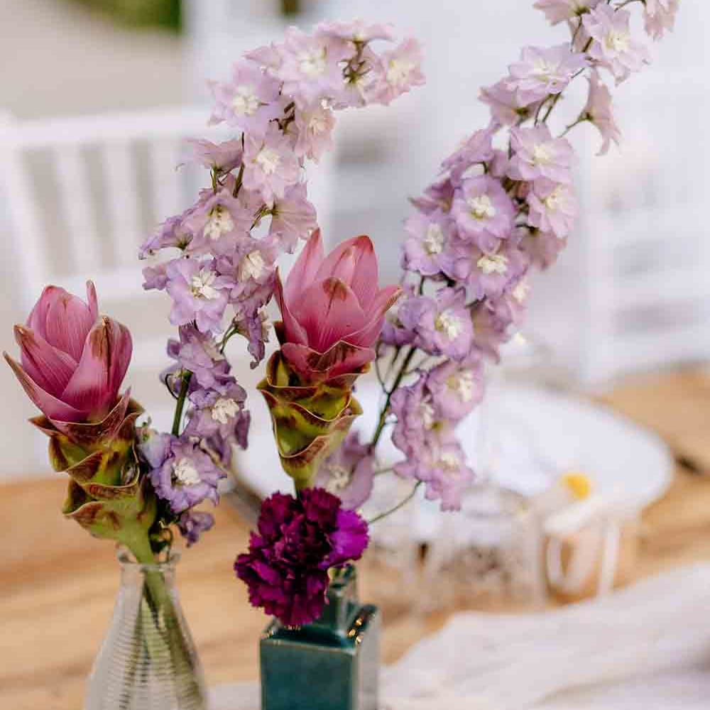 Pink wedding flower decor