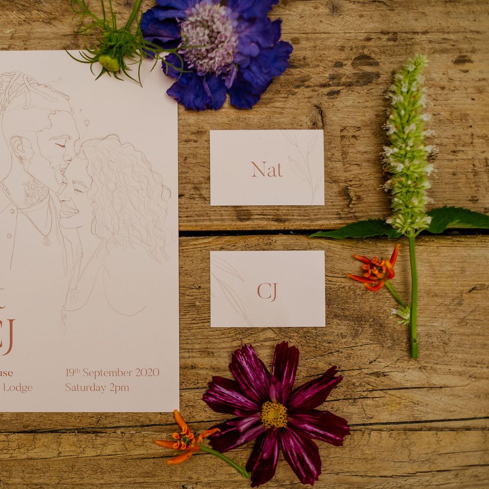 Bride and groom illustration wedding invitation by Nus For Design