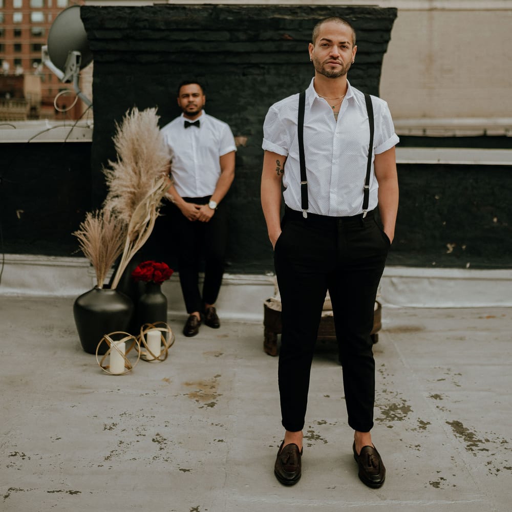 Grooms at intimate rooftop wedding By Claudia Gomez PH