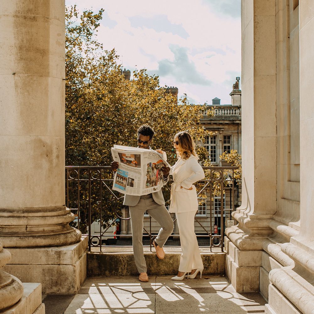 Bride and groom at Portsmouth Guidhall elopement 