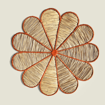 Orange woven flower shaped placements 