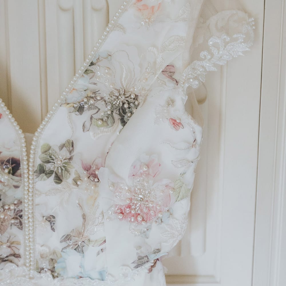 floral embroidered Savin London Amelia wedding dress