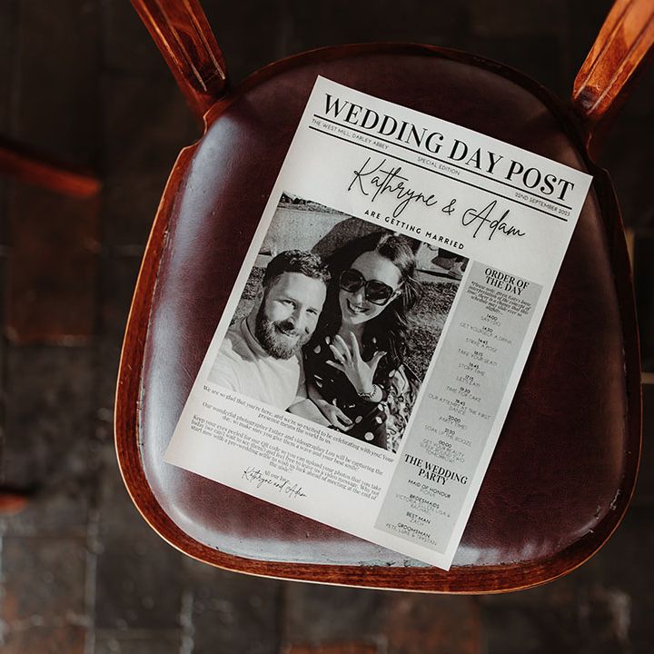 Custom made wedding newspaper stationery 