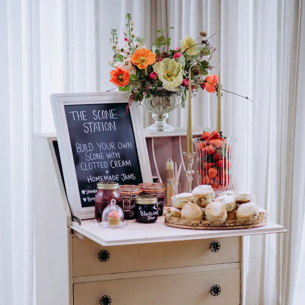 Build your own scone station for afternoon tea bridal shower theme idea by Thyme Lane Photography