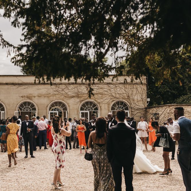 Outdoor drinks reception at Northbrook Park wedding venue 