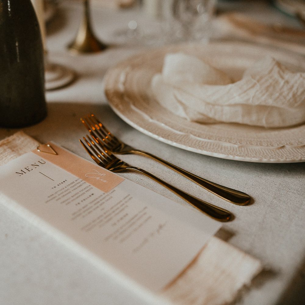 Vellum menu card with foil letting 